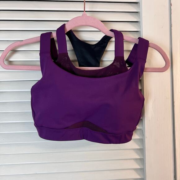 Oiselle Purple Flyout Sports Bra Adjustable Straps High Impact Running Support - Picture 1 of 4